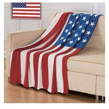 Patriotic American Flag Throw Blanket 70&quot;L x 50&quot;W (col) A16 - £116.95 GBP