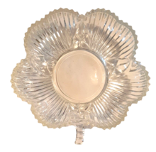 Crystal Clear Shamrock Candy Nut Trinket Dish St Pats Four Leaf Clover Bowl 6&quot; - £13.72 GBP