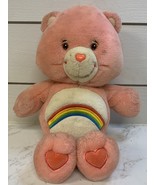 2002 Vtg Care Bears Cheer Bear 13&quot; Plush Stuffed Animal Rainbow Pink - $17.99 CAD