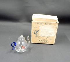 Betsy Ross Teapot Hand Blown Glass 1976 Commemorative Spun Glass Miniature USA - £15.97 GBP