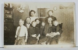 Rppc Early 1900s Family Posing for Photo at Home Cute Children Postcard L11 - $7.95