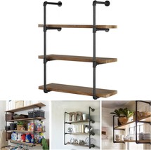 Industrial Pipe Shelving For Wall Mounted, Rustic, Floating Shelves, 12&quot; Deep). - £41.51 GBP