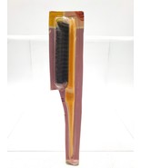 Vintage Hair Brush Nylon Black Bristles Finger Grip 70s Yellow - $350.75 MXN