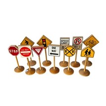 1980s Wooden Traffic Signs Lot of 11 Educational Toy 6.5-8&quot; Road Signs - £26.90 GBP