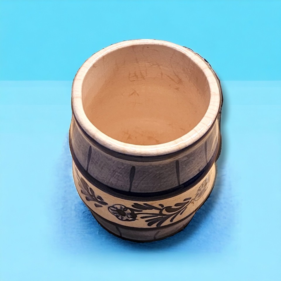 Vintage Signed Delft Blue Hand Painted Barrel Shaped Shot Glass Toothpick Holder Item image 2