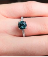 Montana Sapphire &amp;Diamond Ring 14k White Gold Montana Sapphire Engagemen... - £1,012.47 GBP
