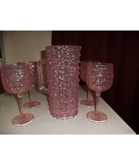 Rare Vintage Pink Cracked Ice Pitcher Set - $747.76 MXN
