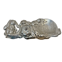 VTG 1994 Arthur Court Bunny Family Ruby Eye  Spoon Rest Silver Trinket 9 x 3.75&quot; - £12.67 GBP