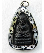Very Rare! Phra LP Tuad Pendant in Stone Carving and Pearl Decoration Am... - £21.13 GBP