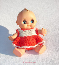 Vintage Vinyl 7&quot; Kewpie Cupie Doll Hand Crocheted Outfit Red &amp; White Made Taiwan - £14.23 GBP