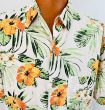 Joe Marlin Hawaiian Aloha XL Shirt Hibiscus Flowers Palm Leaves Tropical - £39.95 GBP