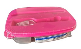 Food Storage Container Two Compartments w/Knife &amp; Fork - Kids Lunch, School Work - £9.17 GBP