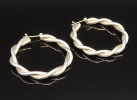 925 Sterling Silver - Vintage Minimalist Twisted Hoop Earrings - EG11714 - $117.31