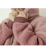 Victoria&#39;s Secret PINK VARSITY SHERPA HALF ZIP PULLOVER large pink color... - $52.57 CAD