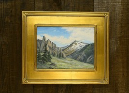 Original oil on canvas 15&quot;x18&quot; mountain scene with wood frame - £301.21 GBP