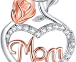 Mothers Day Gifts for Mom, Sterling Silver Heart Rose Necklaces for Wome... - £49.37 GBP