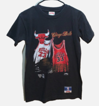 Chicago Bulls NBA Vintage 90s Jordan 23 Pippen #33 Jersey Black Nutmeg T-Shirt L - $45.72