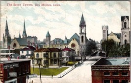 Des Moines Iowa The Seven Towers 1913 to Sutherland IA Postcard X7 - £3.87 GBP