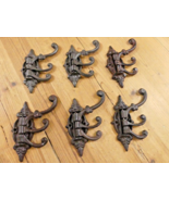 6 Cast Iron Antique Style SWIVEL Coat Hooks Hat Hook Rack **DIFFERENT CO... - $29.99