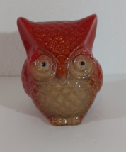 Vintage Ceramic WISE HOOT OWL FIGURINE Red Orange 4 1/2&quot; - £12.50 GBP