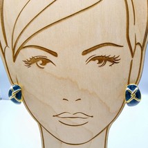 Vintage Midnight Blue Twist Earrings, Chic Enamel and Gold Tone Clip Ons - £20.11 GBP