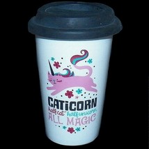 Natural Life Caticorn Half Cat Half Unicorn All Magic Ceramic Travel Cof... - £23.97 GBP