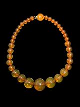 Vintage Bakelite Graduated Bead Necklace Translucent Honey Amber Tone 16" - $445.45