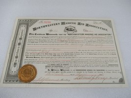 Masonic Certificate Northwestern Aid Association Membership Dated 1883 S... - £45.73 GBP