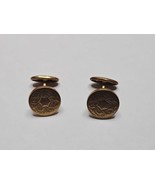 Gold Tone Hexagon/Burst Pattern Mens Cufflinks, 1/2&#39;&#39; Inch Diameter Vint... - $14.01 CAD