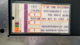 THE MOODY BLUES - VINTAGE LAMINATED OCTOBER 21, 1983 CONCERT TICKET STUB - $10.00