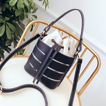 Fashion Drawstring PU Leather Bucket Bag For Women 2022 Lady Wild Small Solid Co - £37.47 GBP