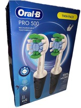 Oral-B Pro 500 Electric Toothbrush Twin Pack Rechargeable  Black  Open Box - $734.32 MXN
