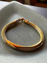 Vintage Avon Signed Tubular Goldtone Mesh Chain w Tube Overlay Bracelet – 7 inch - £9.02 GBP