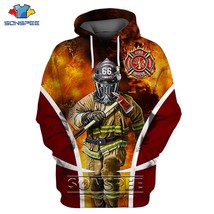 SONSPEE 3D Print Firefighter Firemen Fire Truck Hoodie Casual Sweatshirt Streetw - $154.42