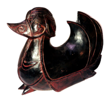 Hand Carved Lacquered Wood Hen Antique Duck Decoy 8lb Solid Wood Fireplace Decor - £49.21 GBP