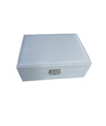  Jewelry Box Case Kendal 2 Trays White Leather Storage Organizer Lock LJ... - £15.77 GBP