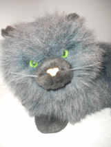 Russ Berrie Nikki Plush Long Hair Persian Cat Black Silver Gray Purple Green Eye - £18.16 GBP