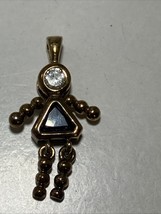Gold Plated Sterling Silver 925 Charm Birthstone Baby Girl Blue Glass Se... - $19.75