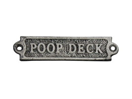 [Pack Of 2] Rustic Silver Cast Iron Poop Deck Sign 6&quot; - £33.45 GBP