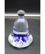 Vtg Gibson 1991 Bell Shaped Clear Blue Paperweight Bubbles Flower Bullic... - $29.99