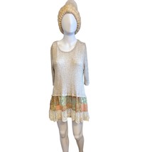 Multiples Beige Blouse Dress Women’s Medium – Floral Fringe Skirt Hem - $546.91 MXN