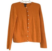 Daniel Bishop 100% Cashmere Orange Cardigan Womens Sweater S Cable Knit ... - $32.55