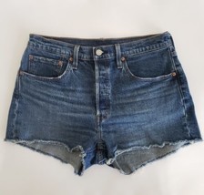 Levi’s 501 Shorts Womens Size 30 Cut Offs Denim High Rise Button Fly Blue Jean - £20.99 GBP