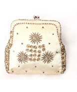 Vintage Coin Purse White Satin with Beads and Sequins Wedding Formal - €7,53 EUR