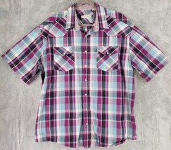 Roper Shirt Mens 2XLarge Purple Plaid Western Cowboy Pearl Snap Short Sleeve - £23.48 GBP