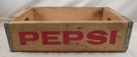 Vintage PEPSI-COLA Wooden Soda Pop Crate w/ Metal Edges ( 70s RETRO ) Oskaloosa - £27.32 GBP