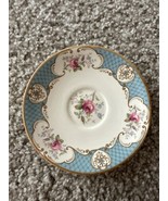 Blue Round Saucer Plates Staffordshire Pink Roses MYOTT STAFFORDSHIRE En... - £13.16 GBP