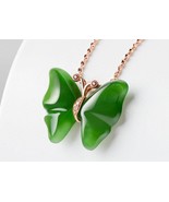 Natural Spinach Green Hetian Jade Rose Gold 18K Inlay Nature Ruby Butter... - £259.68 GBP