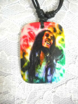 Cloud Visions Smiling Bob Marley Long Hair Rasta Colors Pendant Adj Necklace - £3.13 GBP