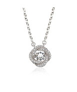 925 Sterling Silver Platinum Plated0.79 CT White Cubic Zircon Pendant Ne... - €33,71 EUR